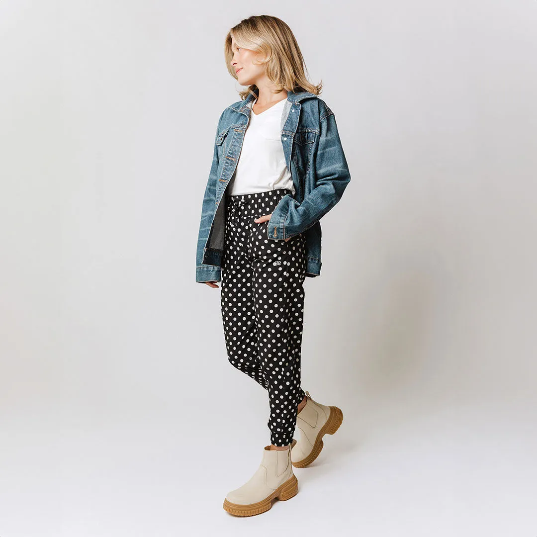 Destination Joggers, Black Polka Dot active flex