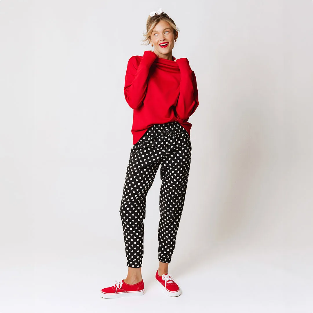 Destination Joggers, Black Polka Dot active flex