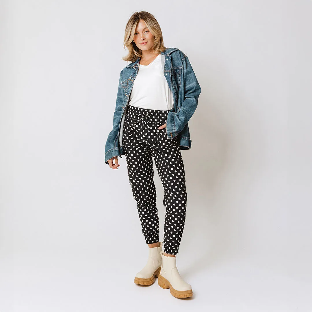 Destination Joggers, Black Polka Dot active flex