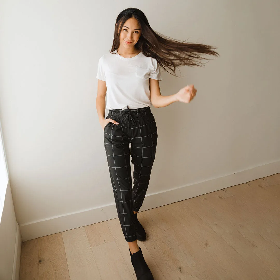 Destination Joggers, Black Windowpane feel strong