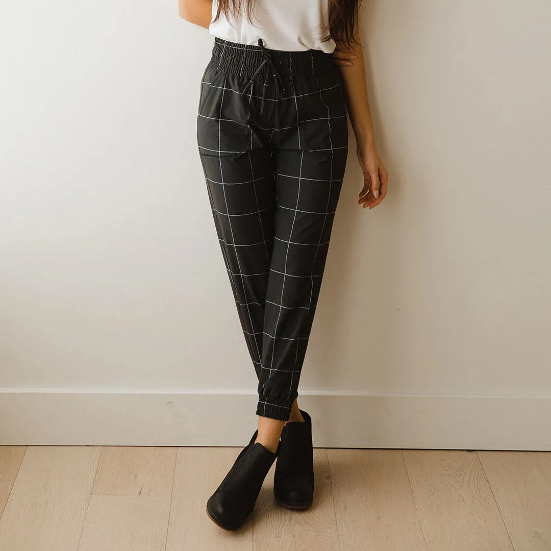 Destination Joggers, Black Windowpane feel strong