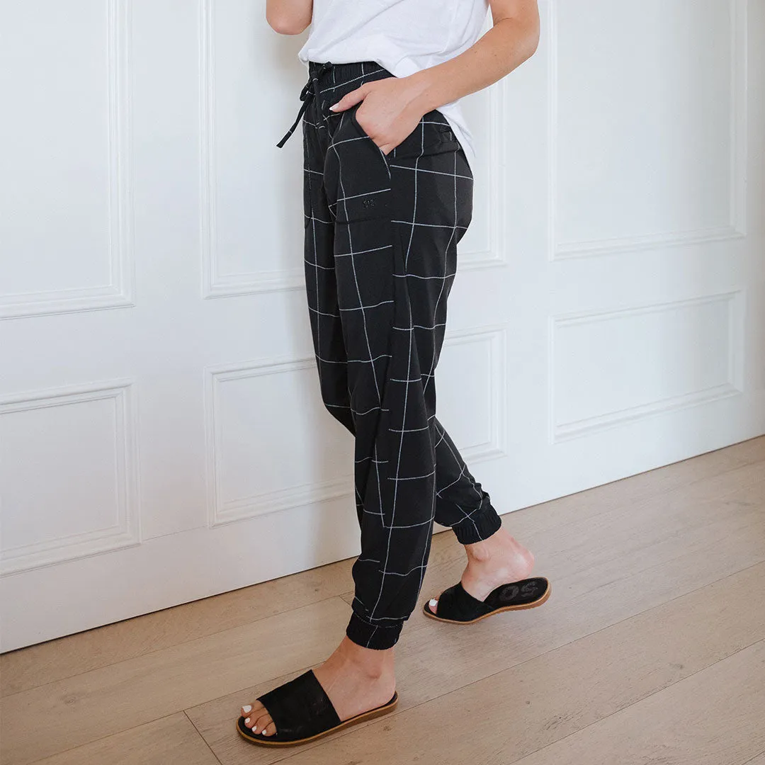 Destination Joggers, Black Windowpane feel strong