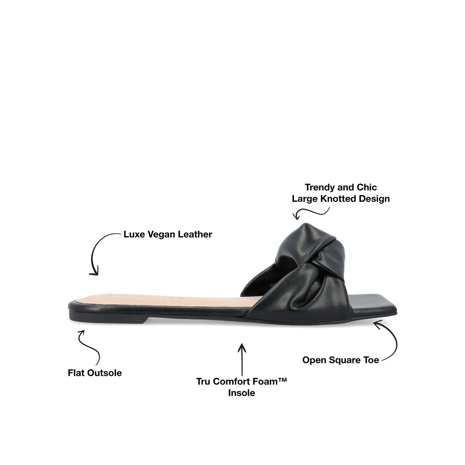 DIANAH SLIDE SANDALS IN FAUX LEATHER tote vibe