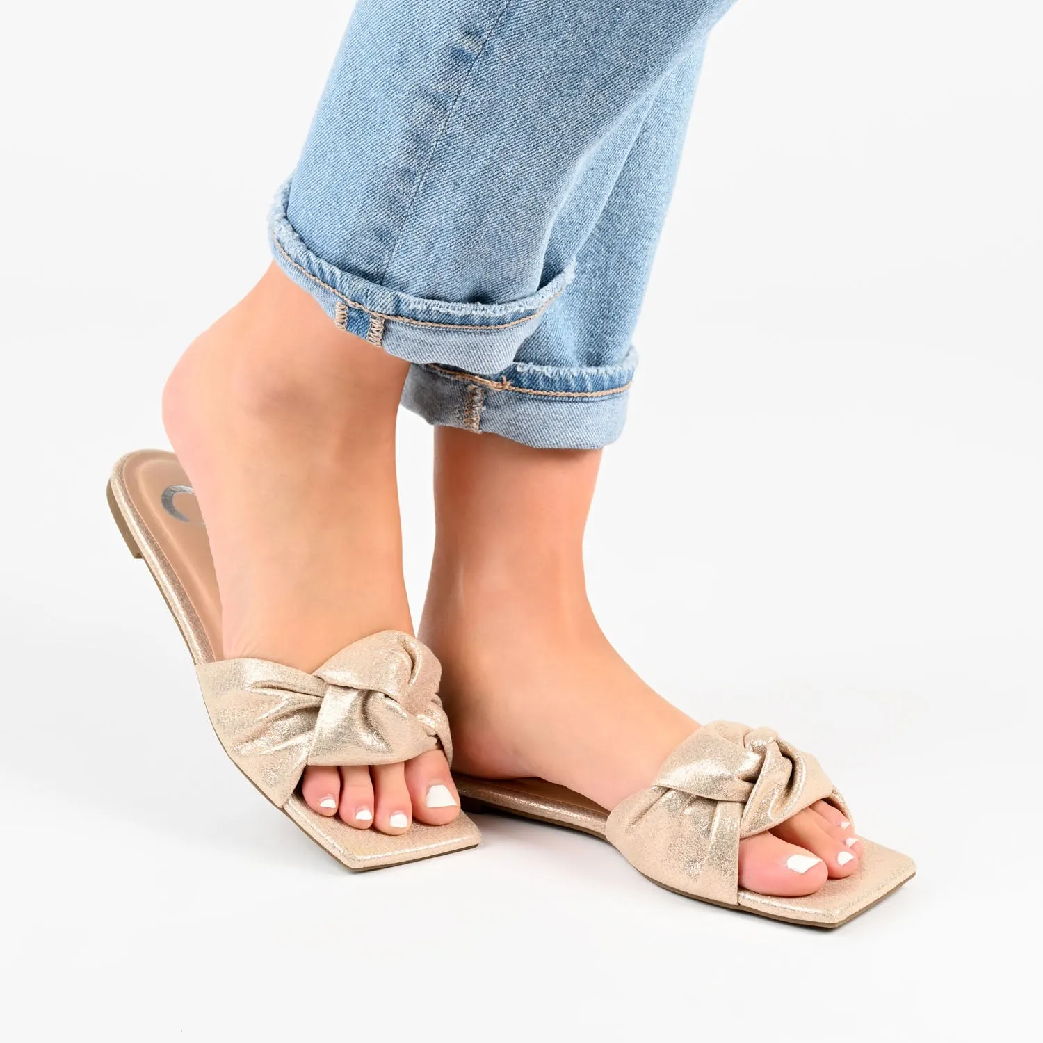 DIANAH SLIDE SANDALS IN FAUX LEATHER tote vibe