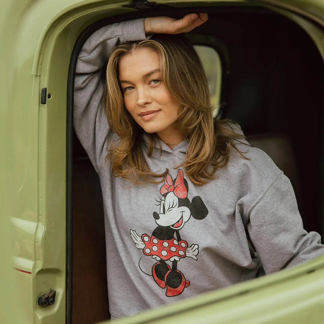 Disney Minnie Boyfriend Hoodie, Grey retro vibe
