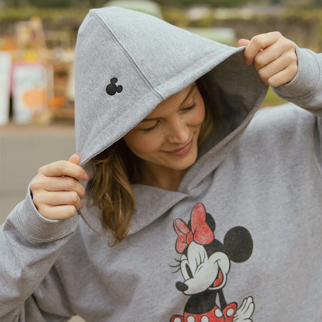 Disney Minnie Boyfriend Hoodie, Grey retro vibe