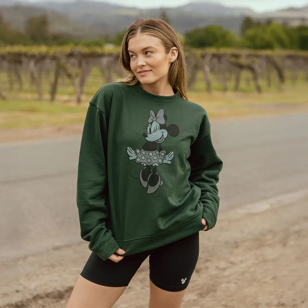 Disney Minnie Crew Sweatshirt, Green vintage wash