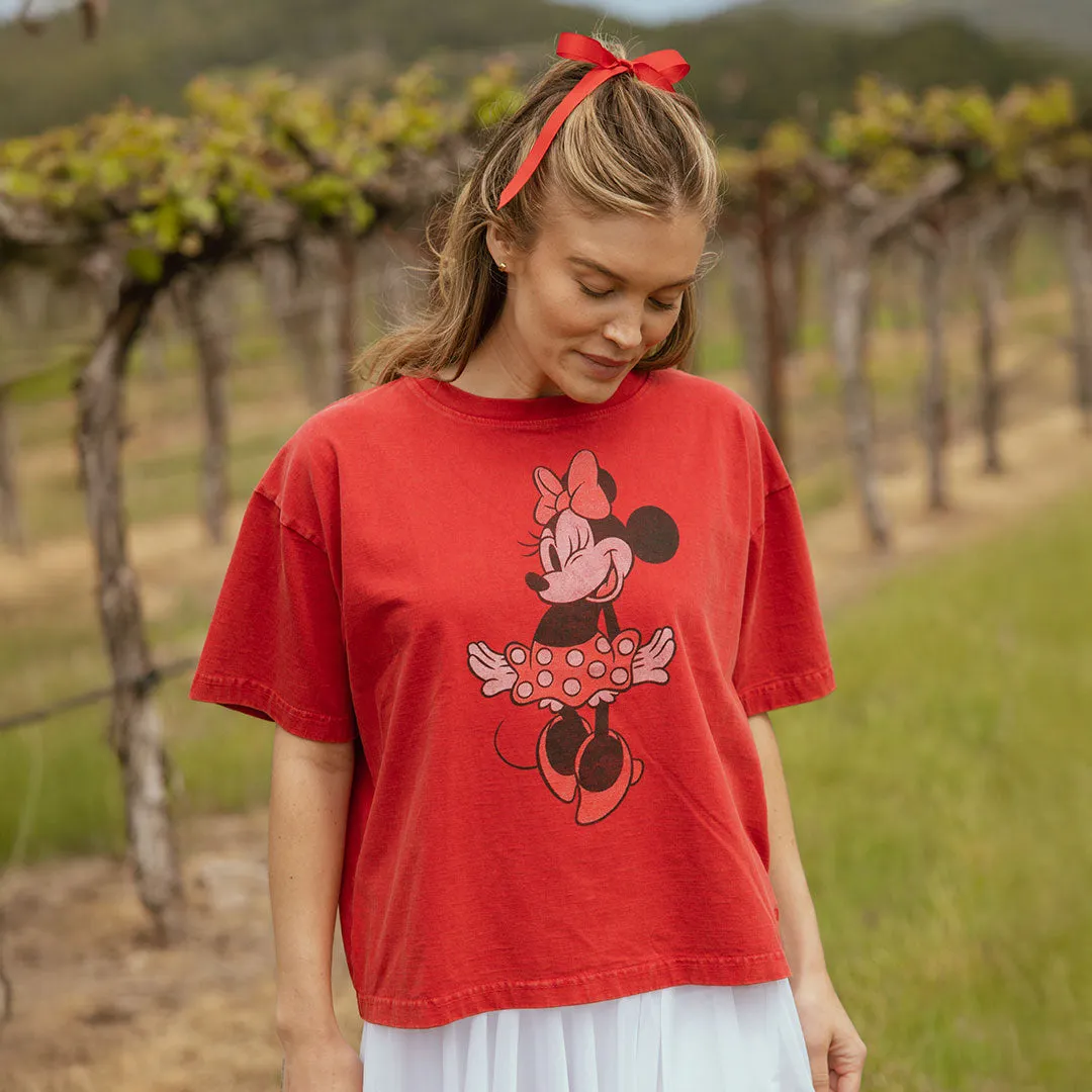 Disney Minnie Oversized Tee, Red vintage art