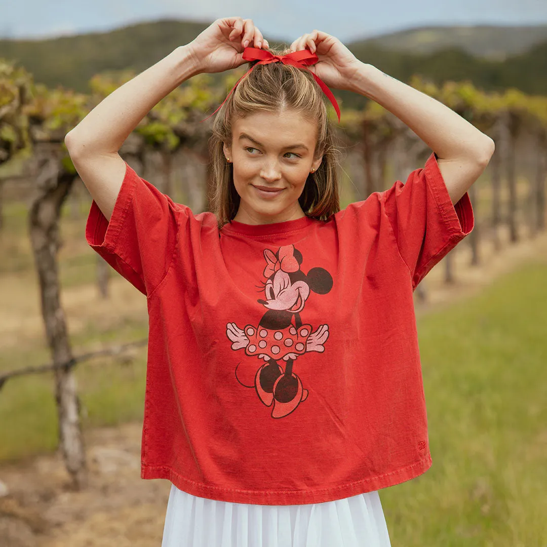 Disney Minnie Oversized Tee, Red vintage art