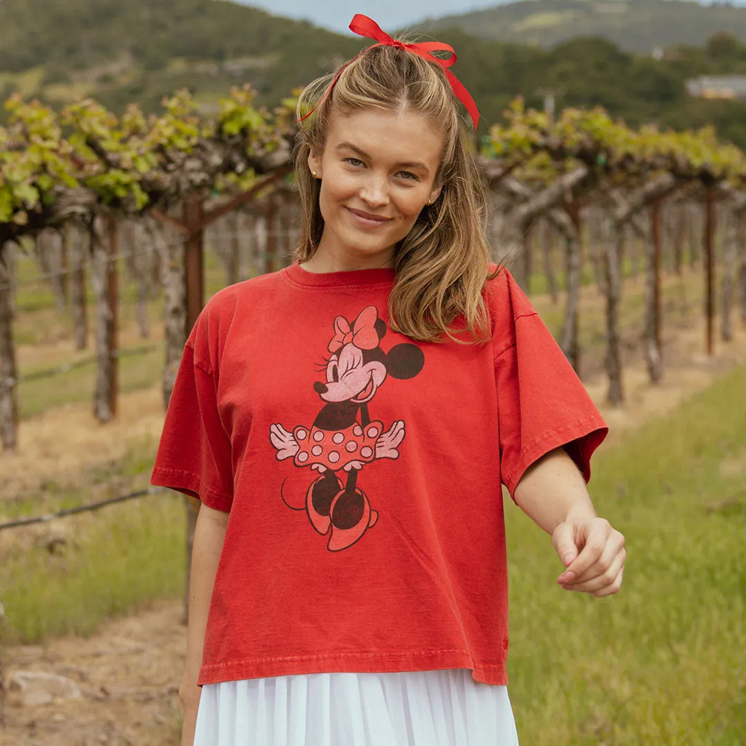 Disney Minnie Oversized Tee, Red vintage art