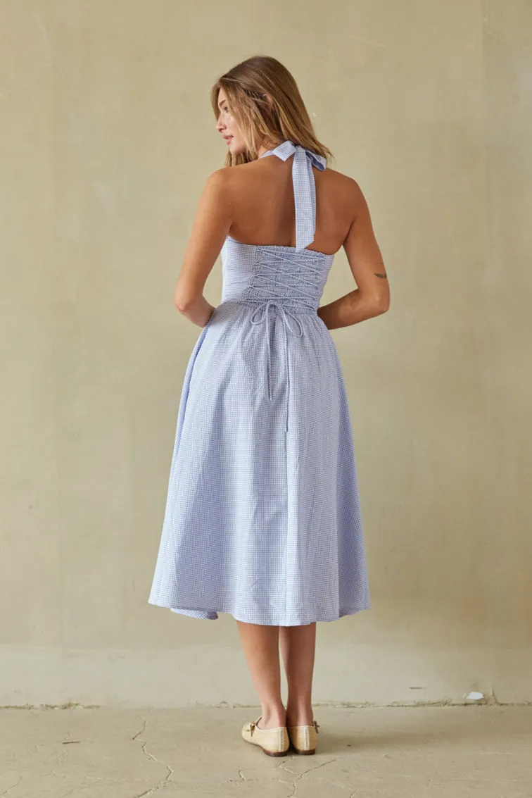 Dorothy Gingham Midi Dress dust pink