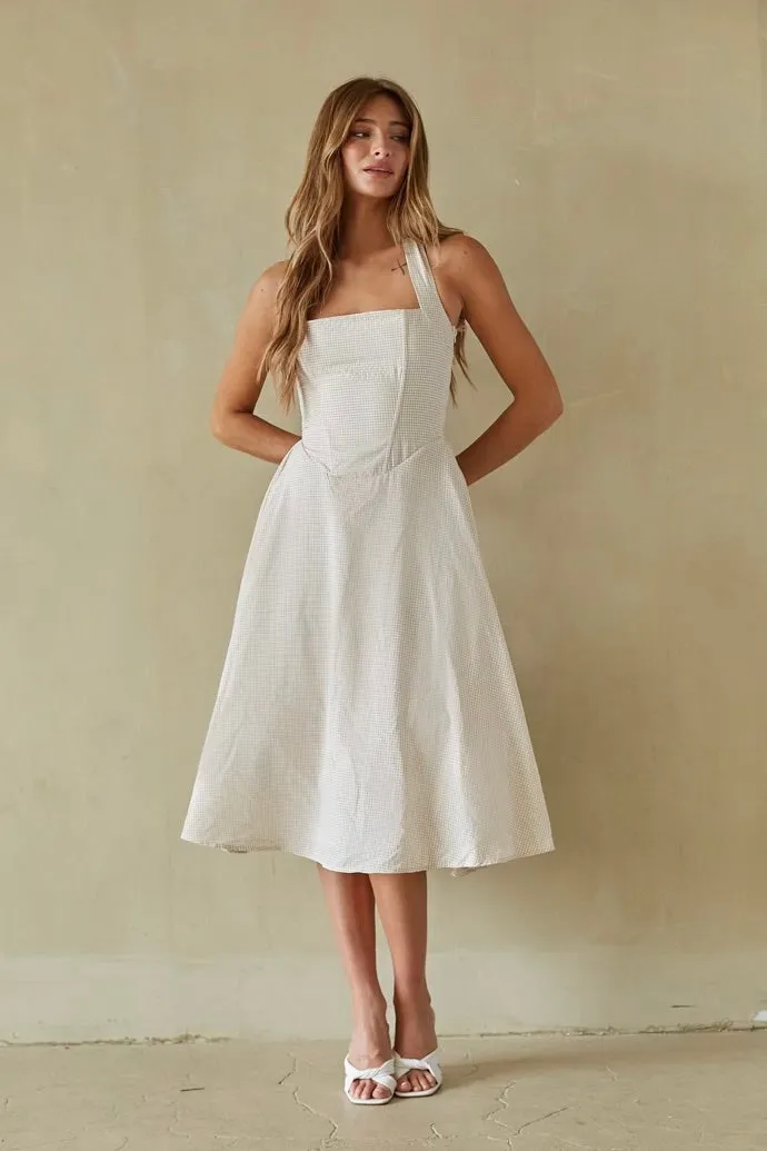 Dorothy Gingham Midi Dress dust pink