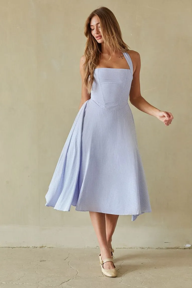 Dorothy Gingham Midi Dress dust pink