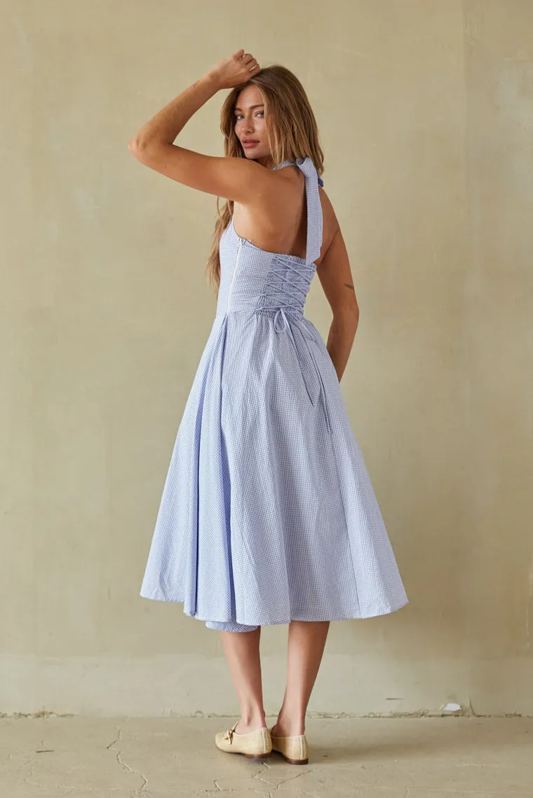 Dorothy Gingham Midi Dress dust pink
