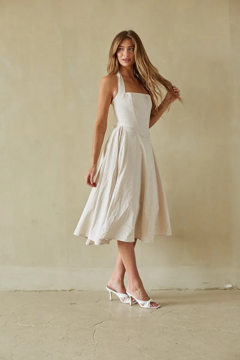 Dorothy Gingham Midi Dress dust pink