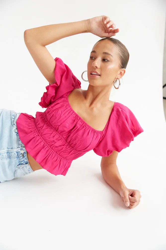 Dottie Ruffle Crop Top bra safe