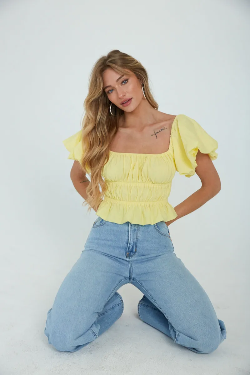 Dottie Ruffle Crop Top bra safe