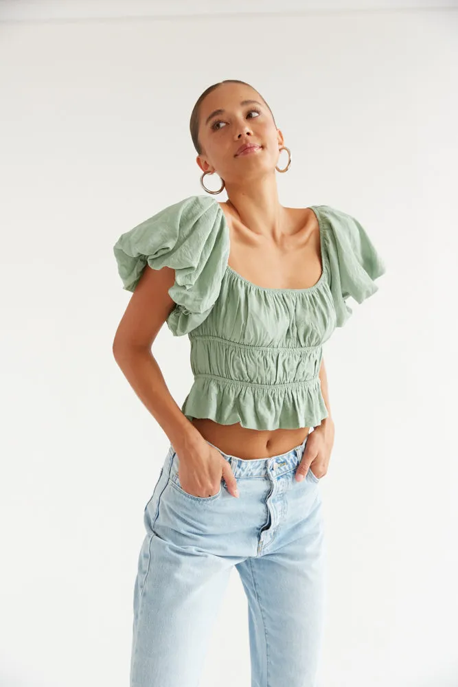 Dottie Ruffle Crop Top bra safe