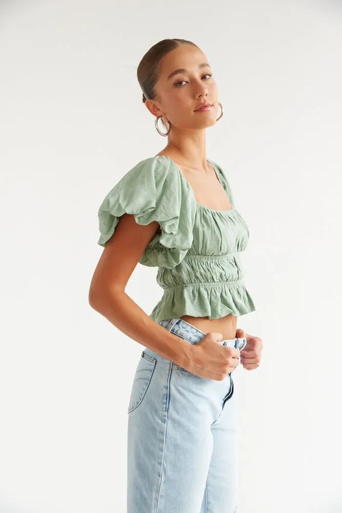 Dottie Ruffle Crop Top bra safe
