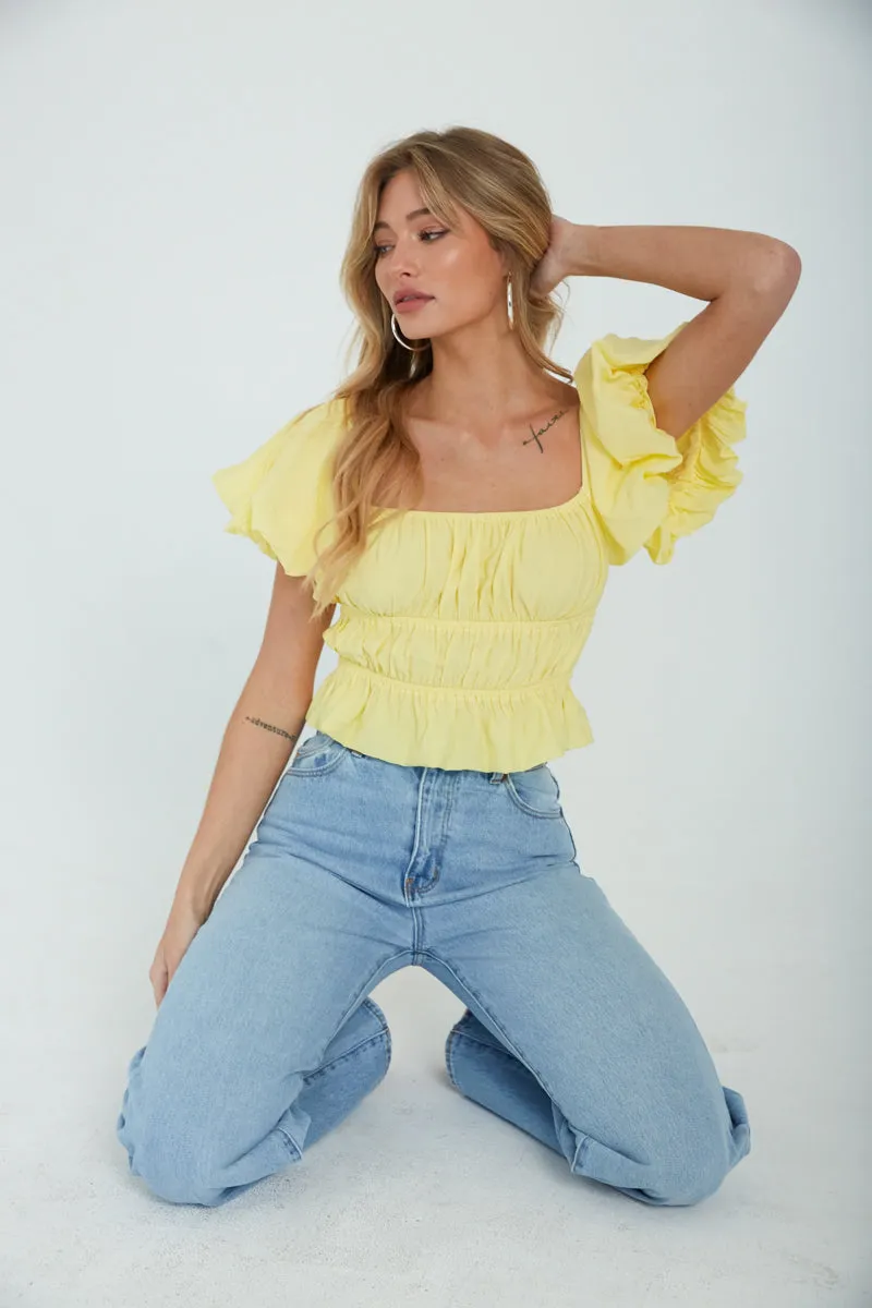 Dottie Ruffle Crop Top bra safe