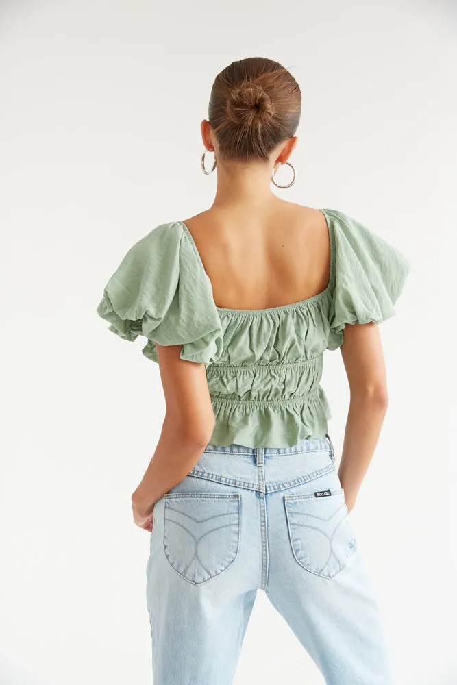 Dottie Ruffle Crop Top bra safe