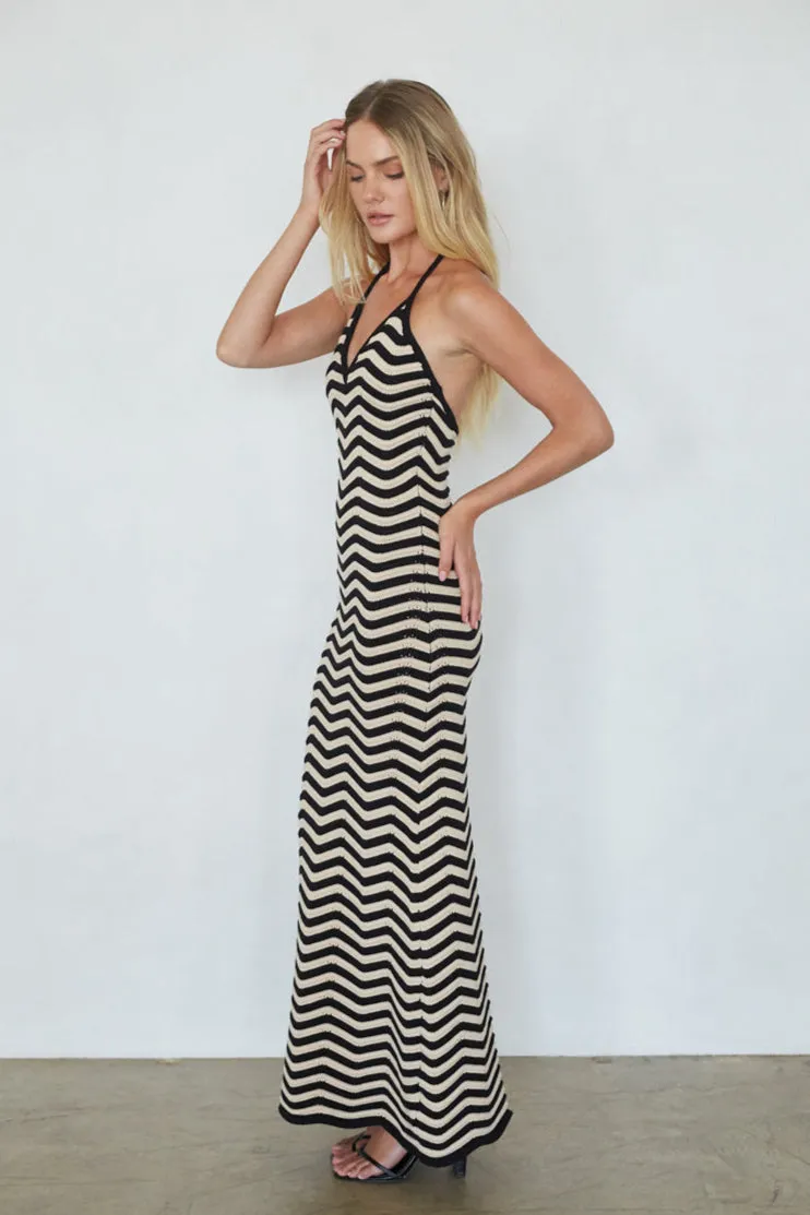 Dua Striped Knit Maxi Dress warm soft