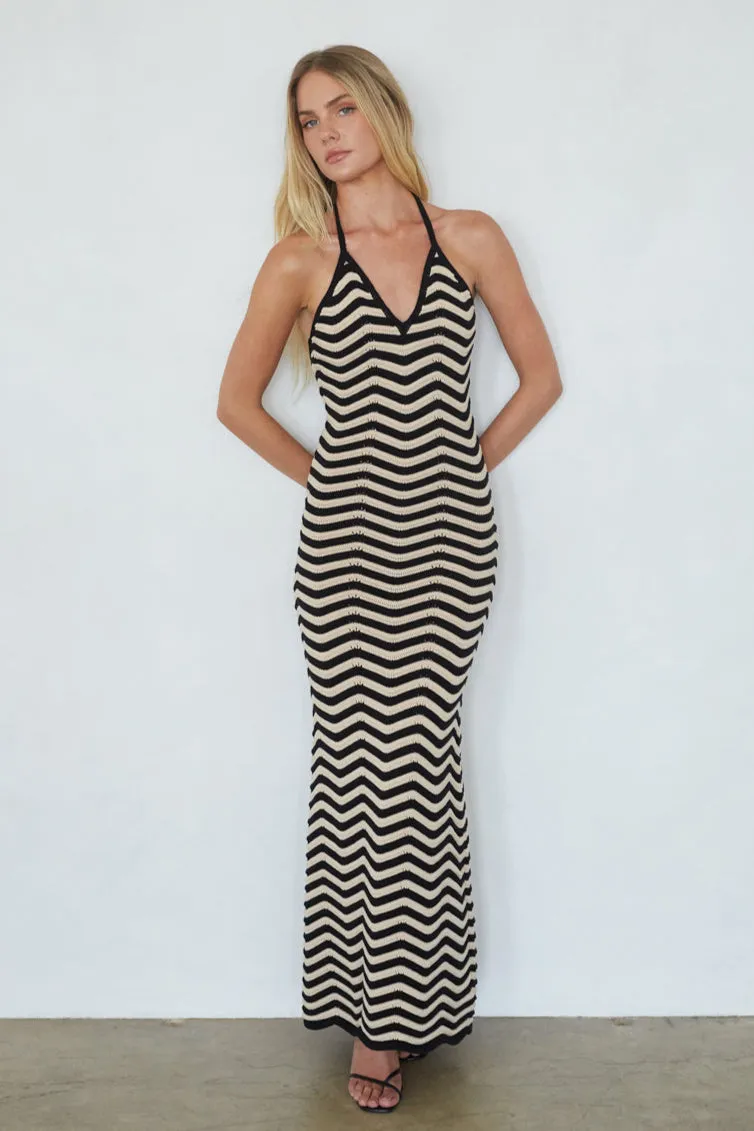 Dua Striped Knit Maxi Dress warm soft