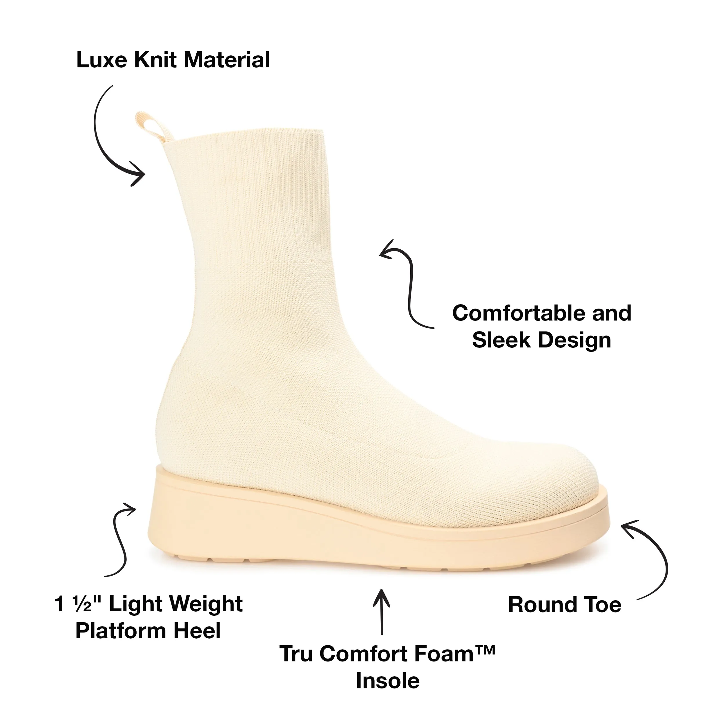 EBBY PLATFORM SOCK BOOT IN KNIT FABRIC stance look