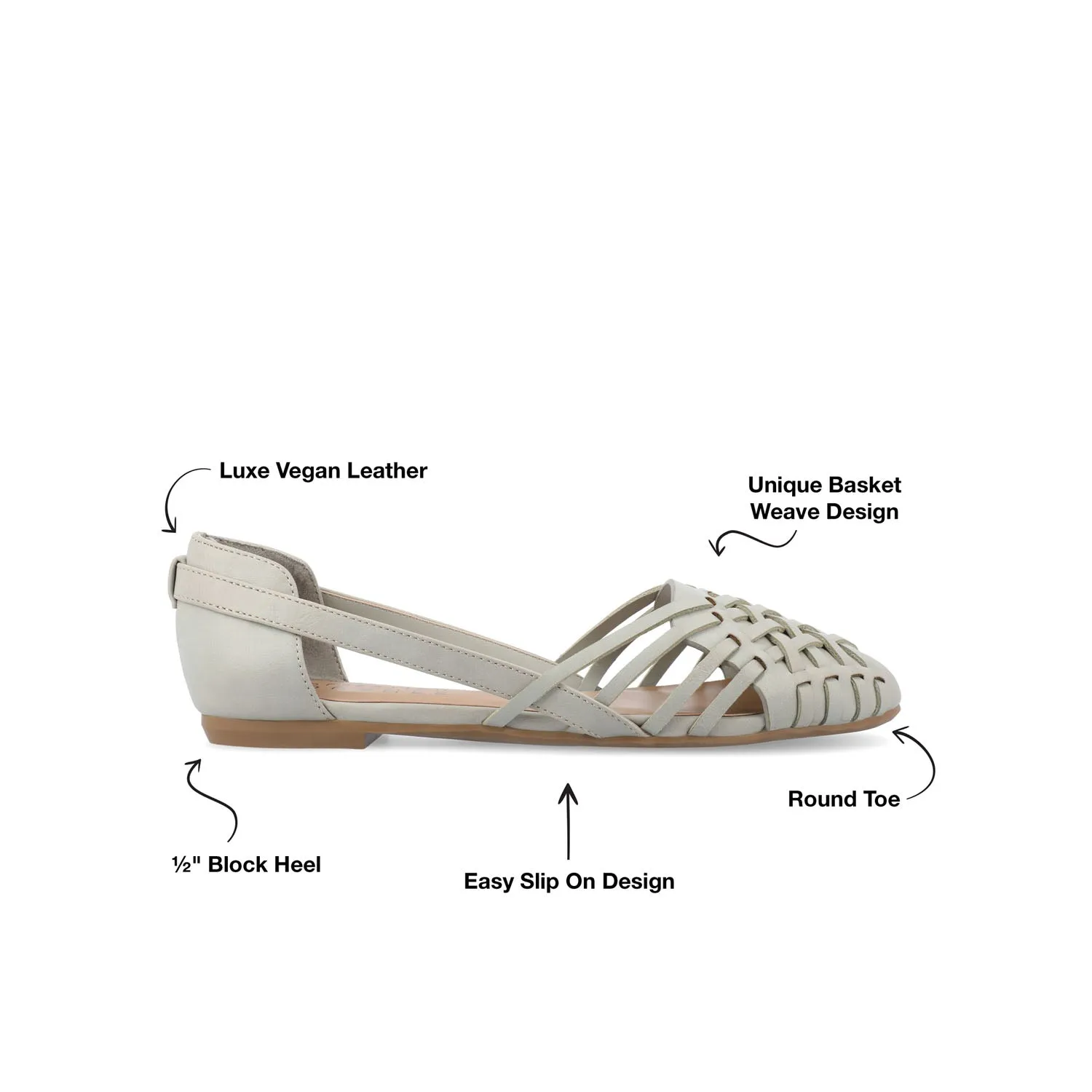 EKKO WOVEN FLATS IN FAUX LEATHER brunch mood