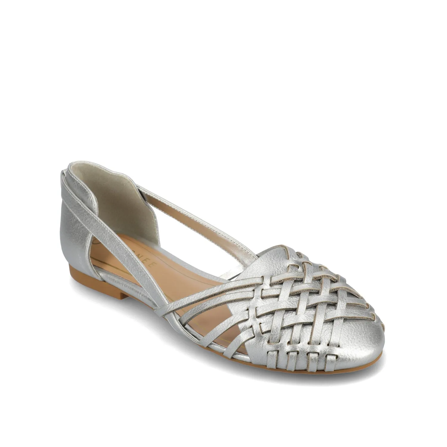 EKKO WOVEN FLATS IN METALLIC travel light