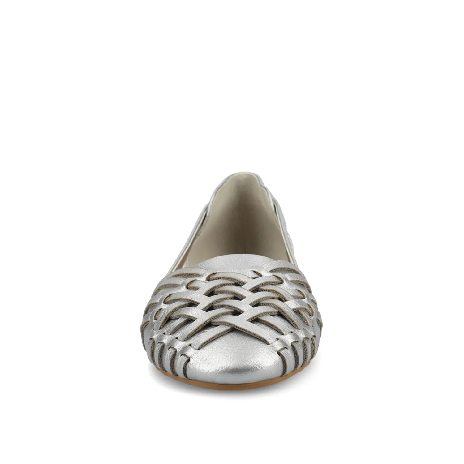 EKKO WOVEN FLATS IN METALLIC travel light