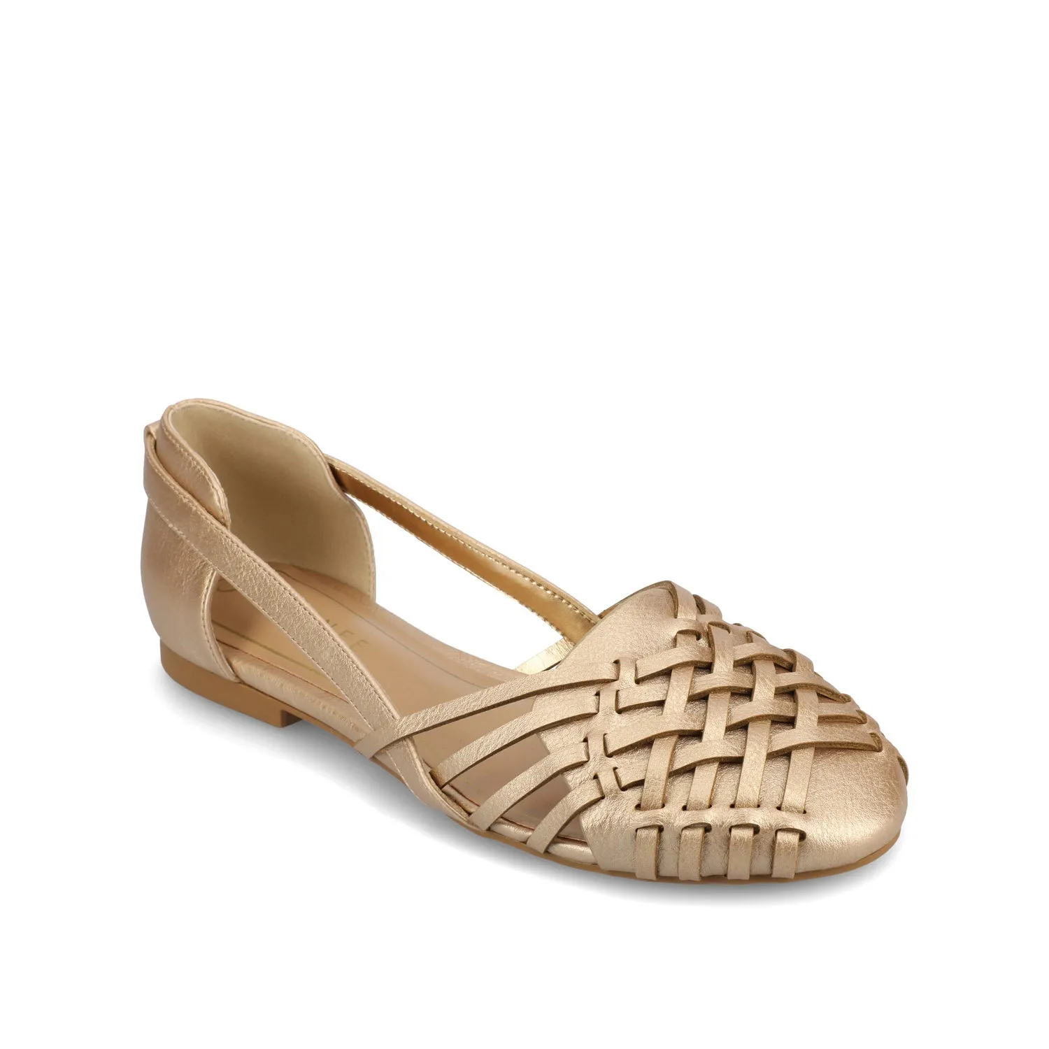 EKKO WOVEN FLATS IN METALLIC travel light