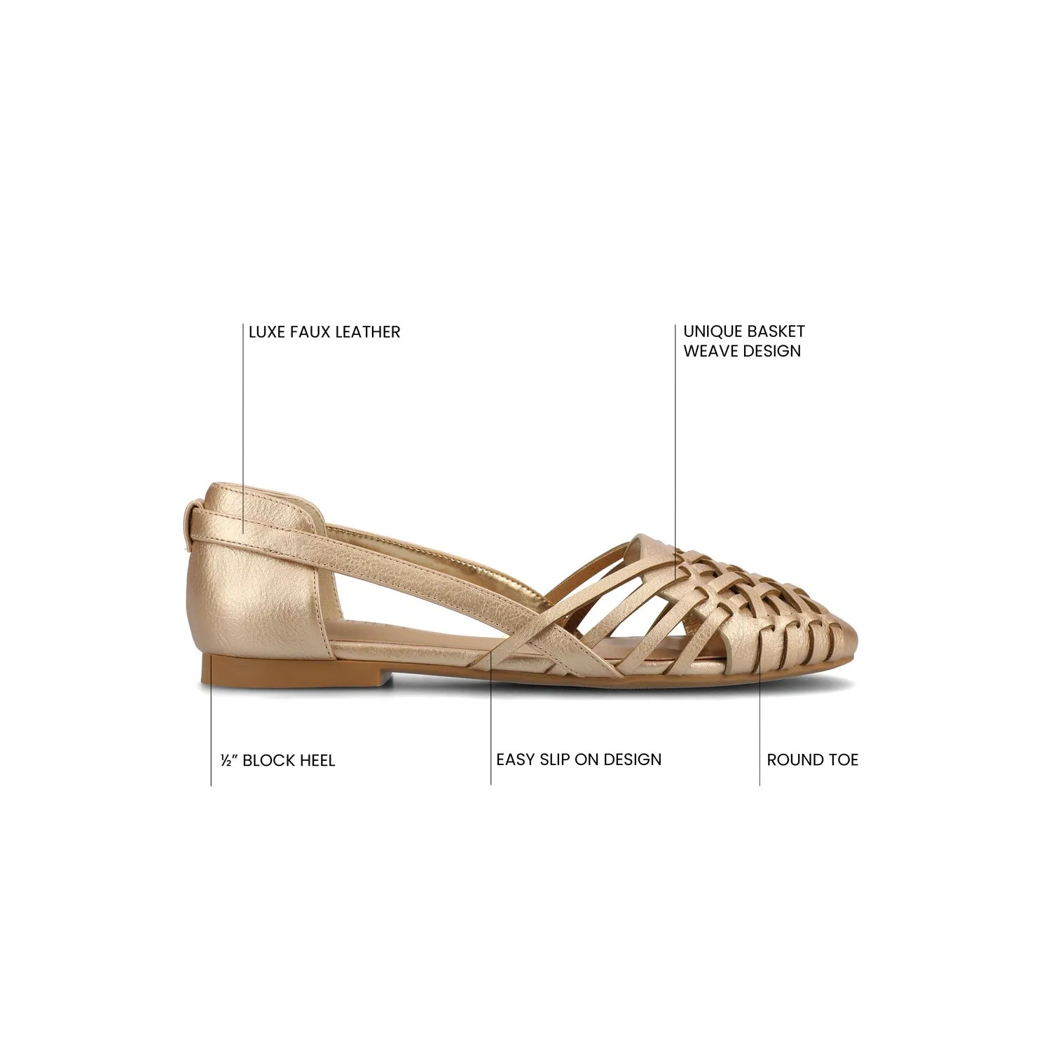 EKKO WOVEN FLATS IN METALLIC travel light