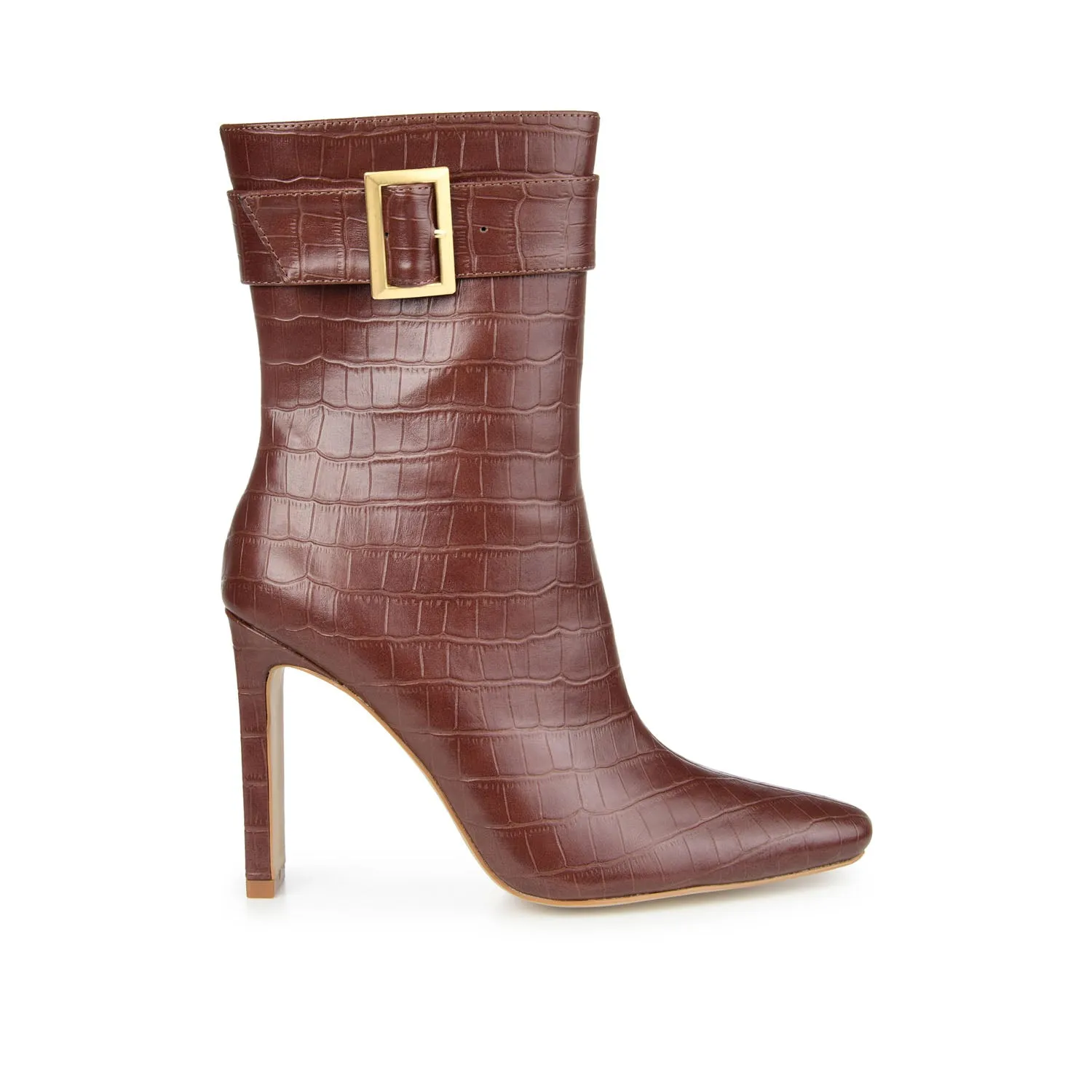 ELANIE ZIP UP BOOTIE IN FAUX CROCO stand long