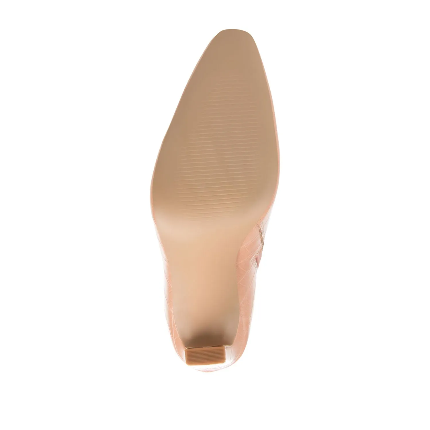 ELANIE ZIP UP BOOTIE IN FAUX CROCO stand long
