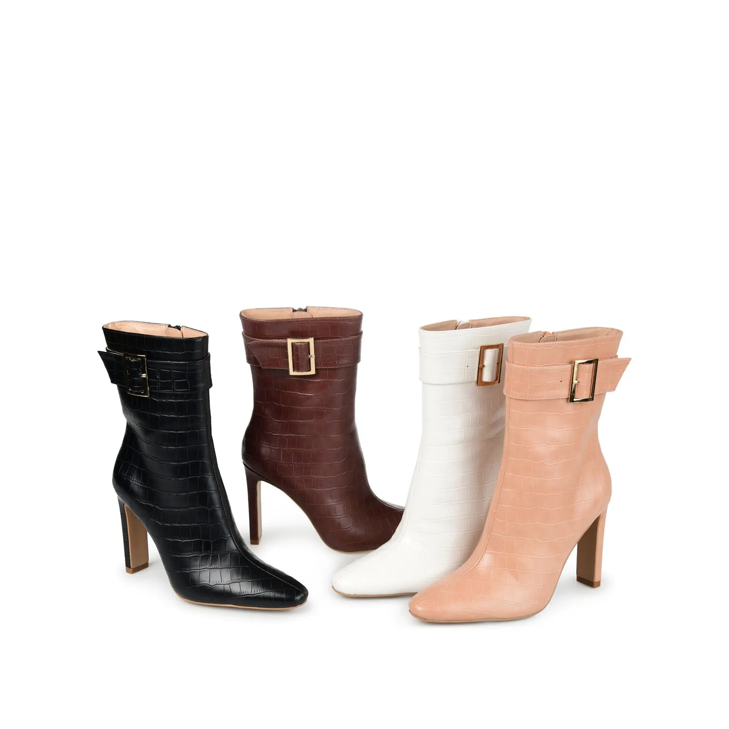 ELANIE ZIP UP BOOTIE IN FAUX CROCO stand long