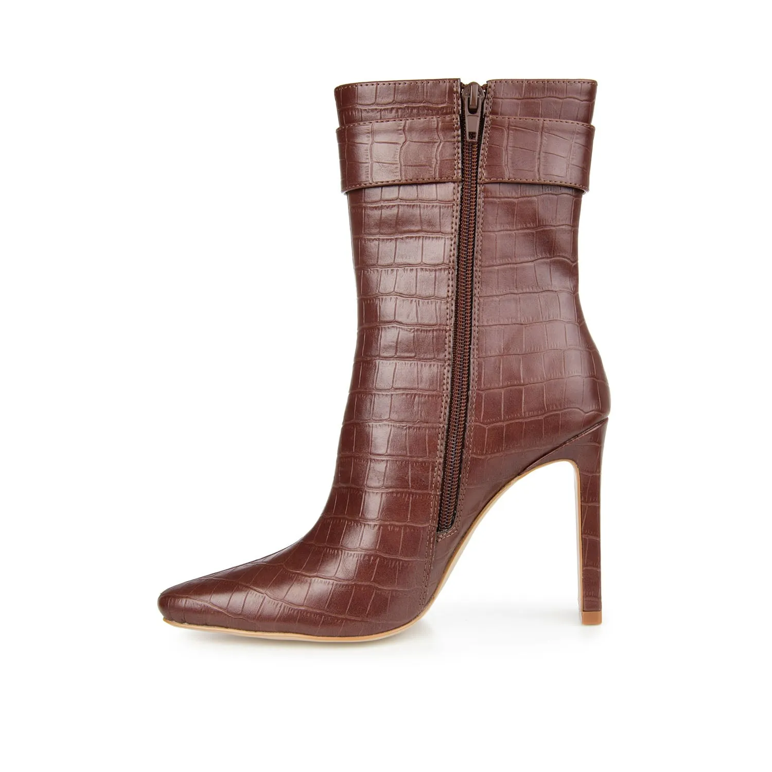 ELANIE ZIP UP BOOTIE IN FAUX CROCO stand long
