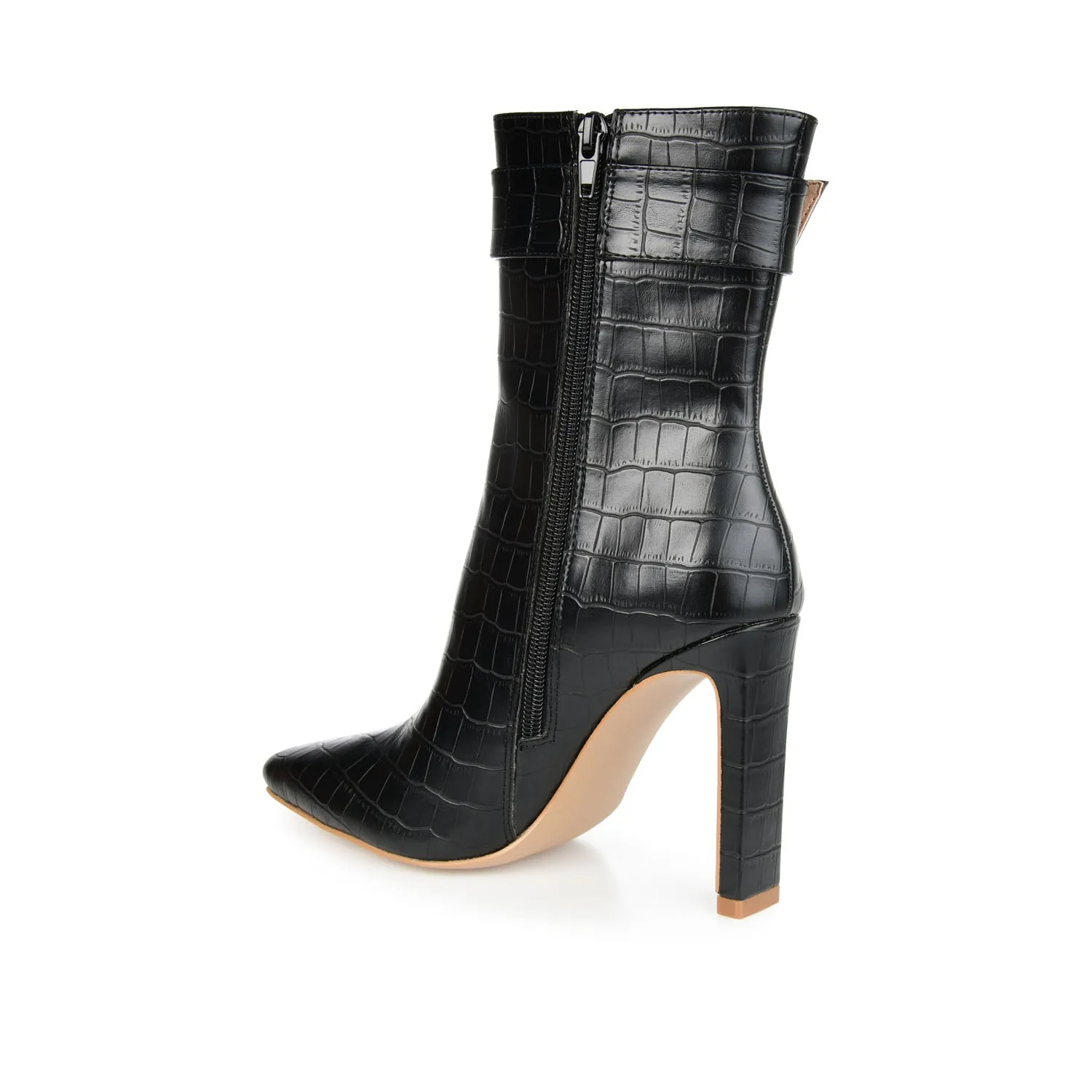 ELANIE ZIP UP BOOTIE IN FAUX CROCO stand long