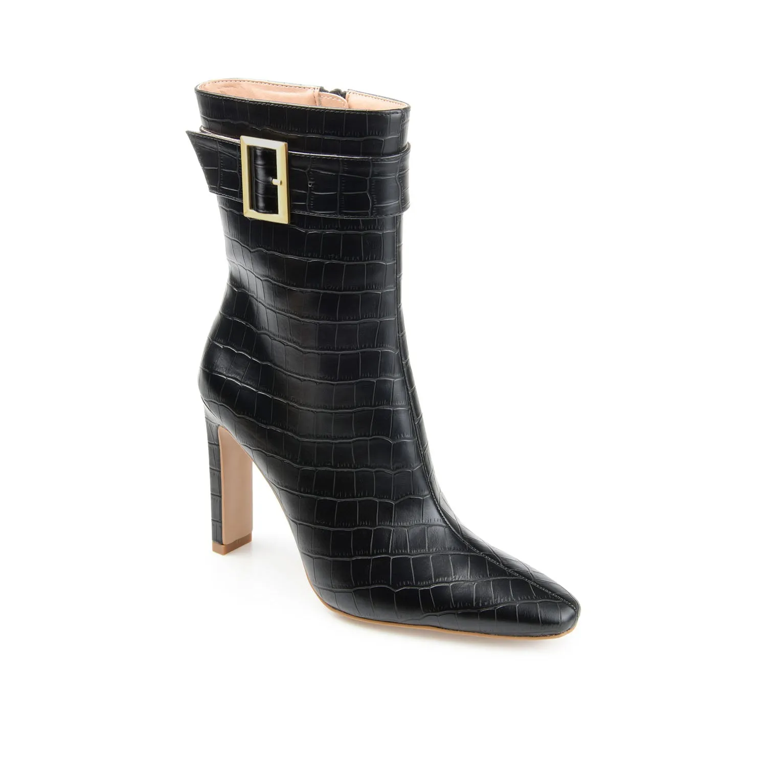 ELANIE ZIP UP BOOTIE IN FAUX CROCO stand long