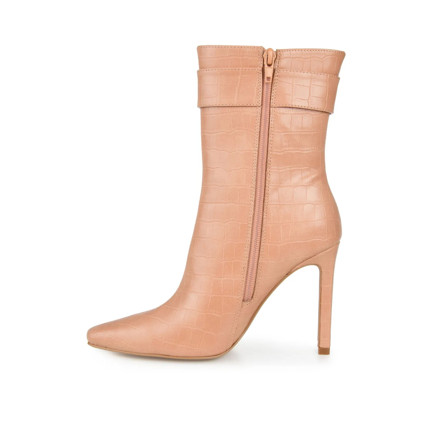 ELANIE ZIP UP BOOTIE IN FAUX CROCO stand long