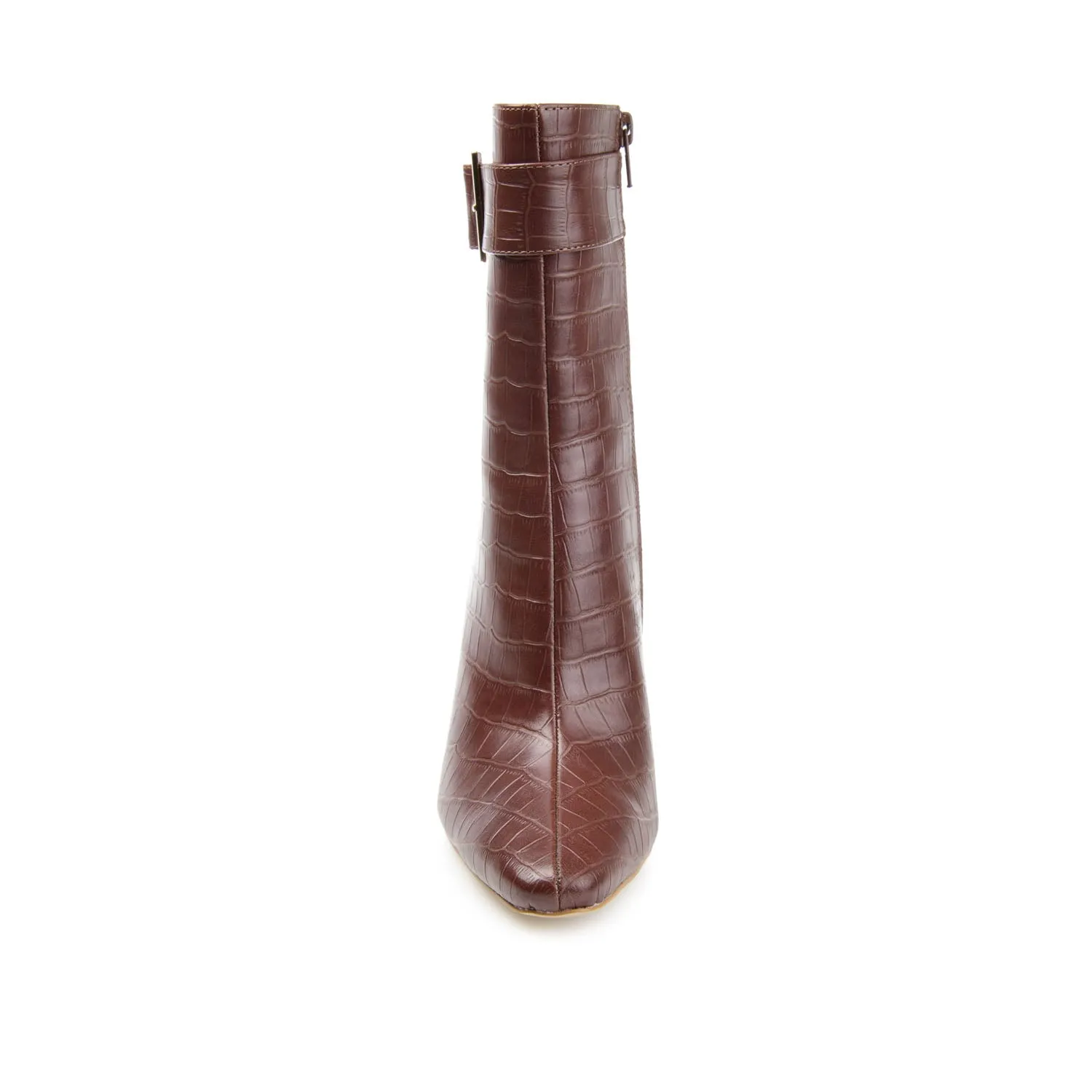 ELANIE ZIP UP BOOTIE IN FAUX CROCO stand long