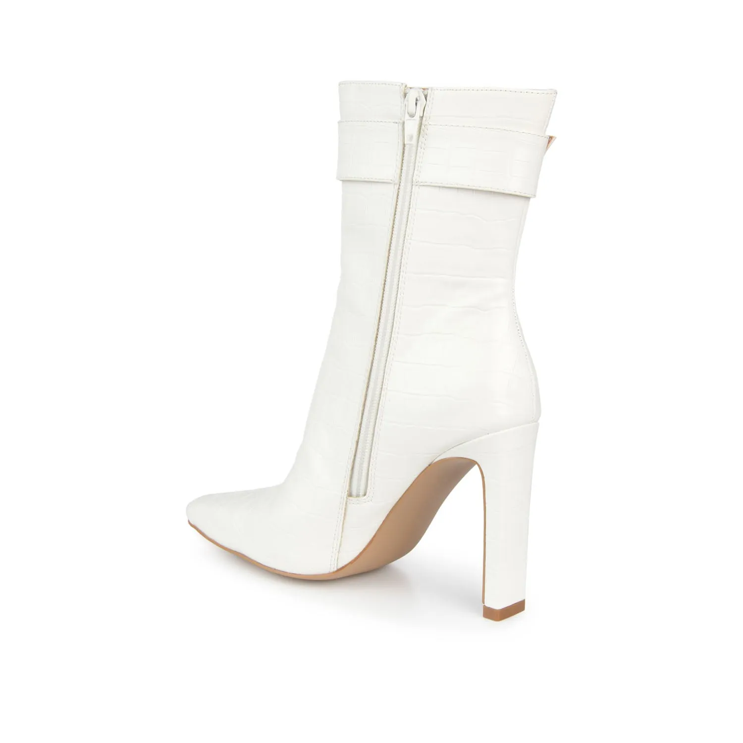 ELANIE ZIP UP BOOTIE IN FAUX CROCO stand long