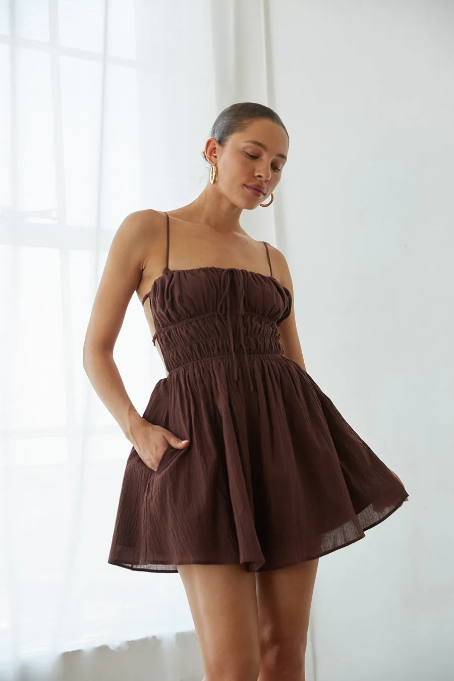 Eliza Open Back Mini Dress office clean