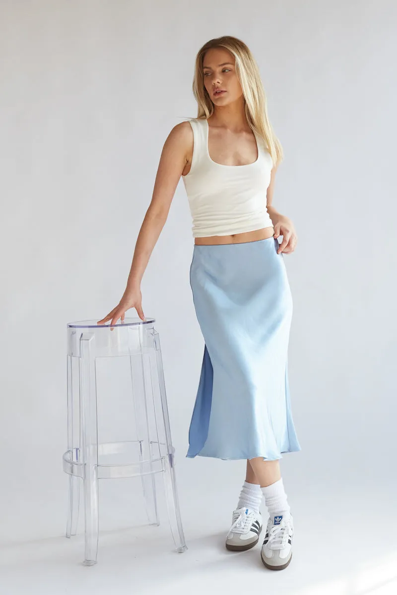 Eliza Satin Midi Skirt fabric cool