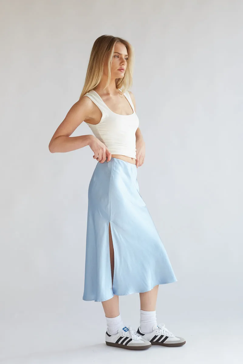 Eliza Satin Midi Skirt fabric cool