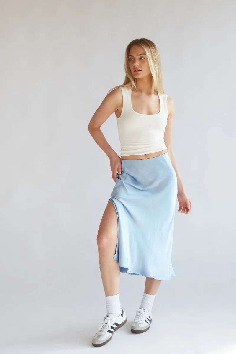 Eliza Satin Midi Skirt fabric cool