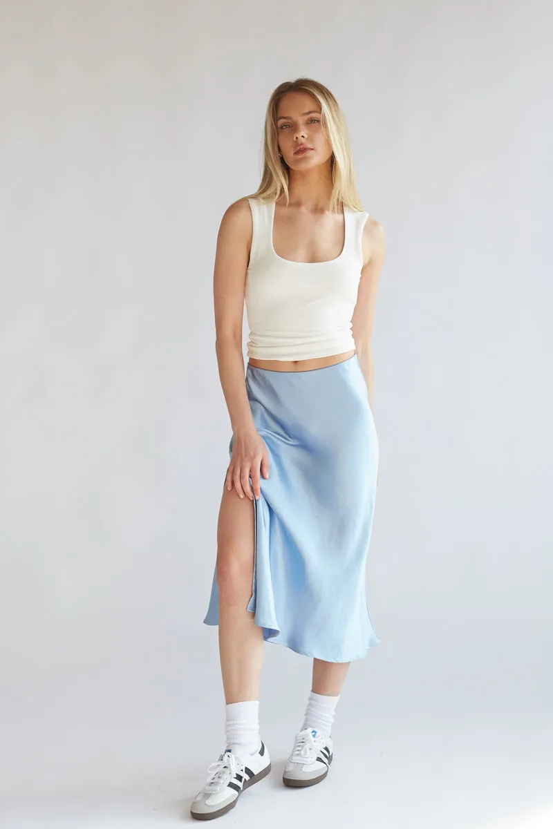 Eliza Satin Midi Skirt fabric cool
