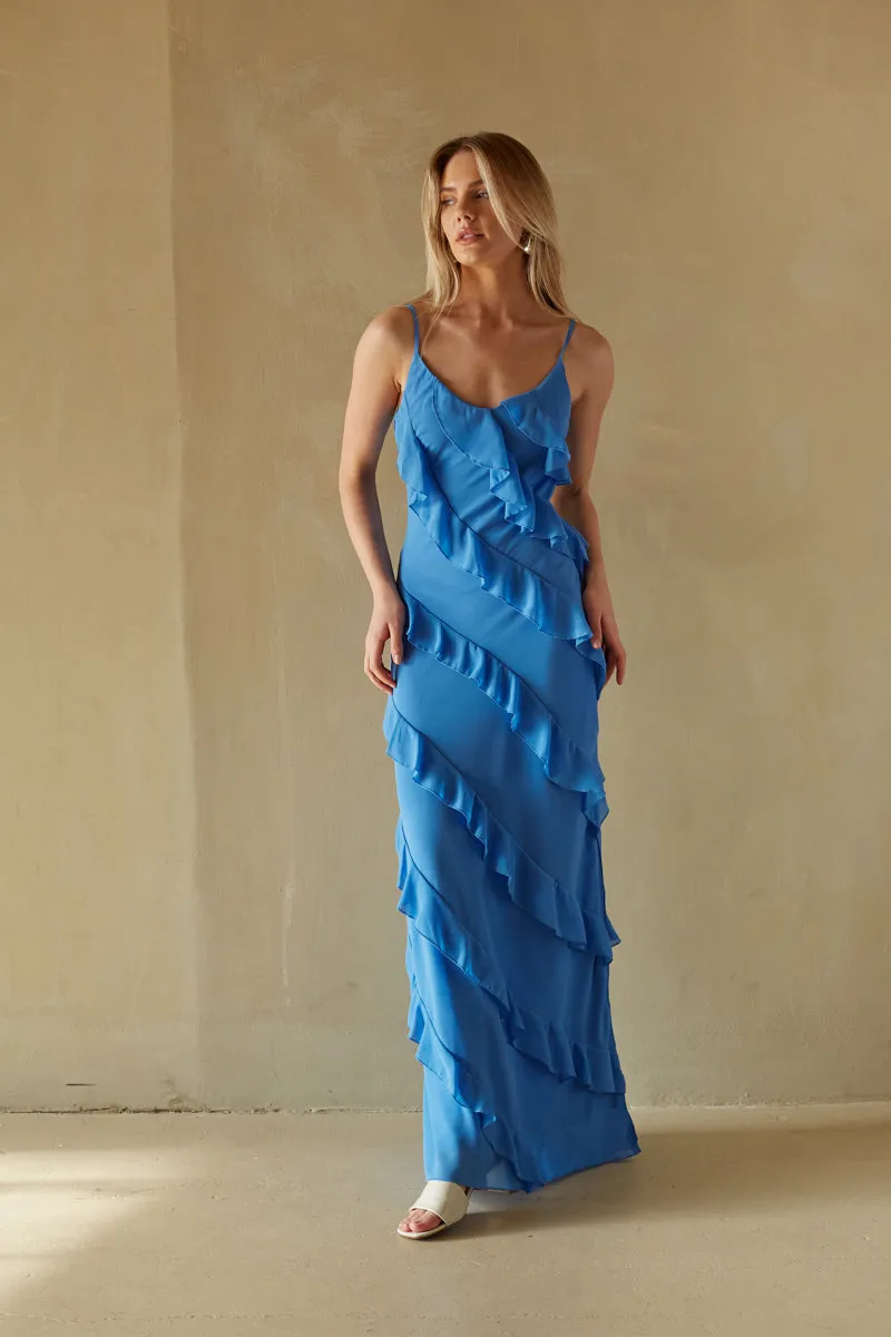 Elizabeth Tiered Ruffle Maxi Dress open back