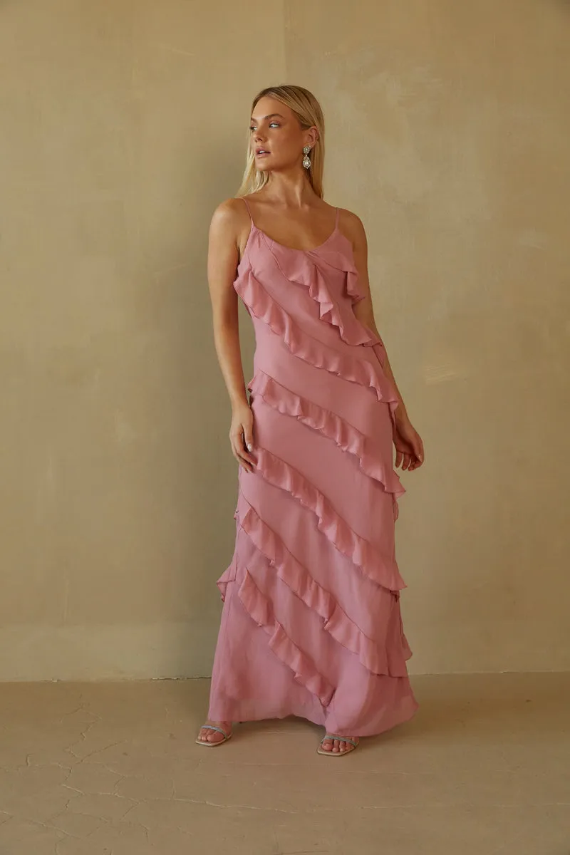 Elizabeth Tiered Ruffle Maxi Dress open back