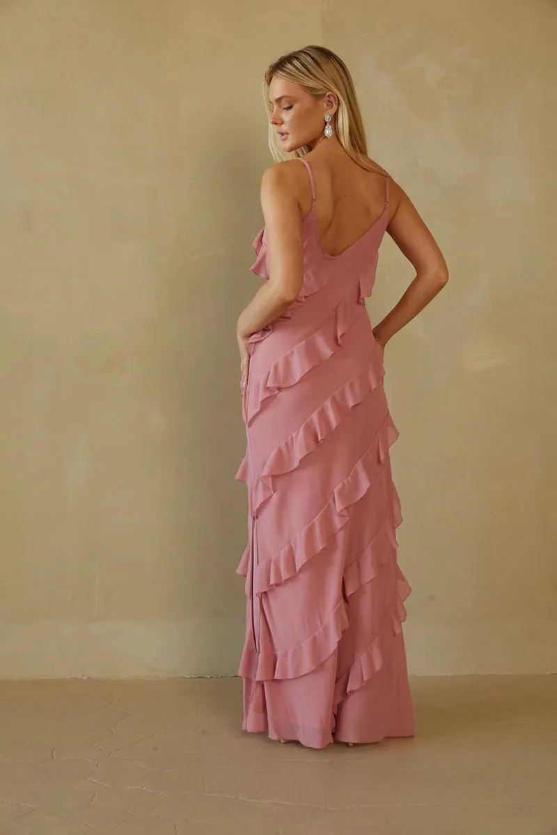 Elizabeth Tiered Ruffle Maxi Dress open back